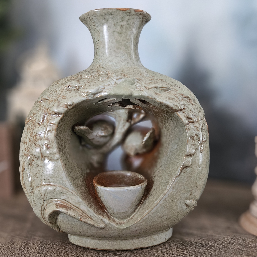 Vintage Handmade Ceramic Stoneware Tealight Vase - Picture 3 of 4